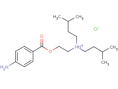 2-[雙(3-甲基丁基)氨基]-乙醇 1-(4-氨基苯甲酸)鹽酸鹽結(jié)構(gòu)式,15154-32-2結(jié)構(gòu)式