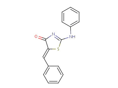 2-Anilino-5-benzylidenethiazol-4(5h)-oneStructure,38771-64-1Structure 2-Anilino-5-benzylidenethiazol-4(5h)-one Structure,38771-64-1Structure