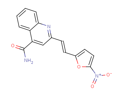 2-(5-硝基-2-呋喃基乙烯基)-4-喹啉羧酰胺結(jié)構(gòu)式,798-64-1結(jié)構(gòu)式