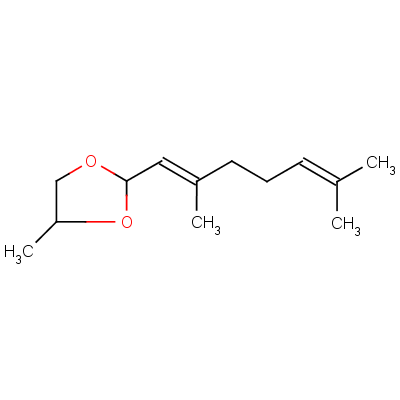 1,3-Dioxolane, 2-(2,6-dimethyl-1,5-heptadienyl)-4-methyl-Structure,10444-50-5Structure 1,3-Dioxolane, 2-(2,6-dimethyl-1,5-heptadienyl)-4-methyl- Structure,10444-50-5Structure