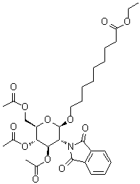8-乙氧羰基辛基-(3,4,6-三-O-乙?；?2-脫氧-2-鄰苯二甲酰亞胺基-beta-D-吡喃葡萄糖苷結(jié)構(gòu)式_106445-23-2結(jié)構(gòu)式