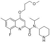 8-Fluoro-4-(3-methoxypropoxy)-6-methyl-n-(1-methylethyl)-n-(3r)-3-piperidinyl-2-quinolinecarboxamideStructure,1078203-42-5Structure 8-Fluoro-4-(3-methoxypropoxy)-6-methyl-n-(1-methylethyl)-n-(3r)-3-piperidinyl-2-quinolinecarboxamide Structure,1078203-42-5Structure
