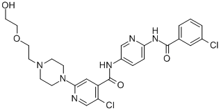 5-Chloro-N-(6-(3-chlorobenzamido)pyridin-3-yl)-2-(4-(2-(2-hydroxyethoxy)ethyl)piperazin-1-yl)isonicotinamideStructure,1131604-96-0Structure 5-Chloro-N-(6-(3-chlorobenzamido)pyridin-3-yl)-2-(4-(2-(2-hydroxyethoxy)ethyl)piperazin-1-yl)isonicotinamide Structure,1131604-96-0Structure