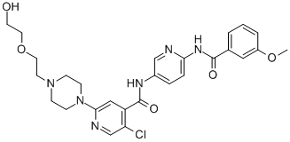 5-Chloro-2-(4-(2-(2-hydroxyethoxy)ethyl)piperazin-1-yl)-N-(6-(3-methoxybenzamido)pyridin-3-yl)isonicotinamideStructure,1131604-97-1Structure 5-Chloro-2-(4-(2-(2-hydroxyethoxy)ethyl)piperazin-1-yl)-N-(6-(3-methoxybenzamido)pyridin-3-yl)isonicotinamide Structure,1131604-97-1Structure