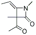 2-Azetidinone, 3-acetyl-4-ethylidene-1,3-dimethyl-, (e)-(9ci)Structure,118987-41-0Structure 2-Azetidinone, 3-acetyl-4-ethylidene-1,3-dimethyl-, (e)-(9ci) Structure,118987-41-0Structure