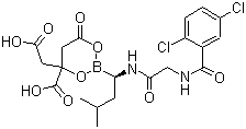 4-羧基-2-[(1R)-1-[[2-[(2,5-二氯苯甲?；?氨基]乙酰基]氨基]-3-甲基丁基]-6-氧代-1,3,2-二氧硼雜環(huán)己-4-乙酸結(jié)構(gòu)式_1201902-80-8結(jié)構(gòu)式