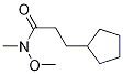3-Cyclopentyl-n-methoxy-n-methylpropanamideStructure,1221341-52-1Structure 3-Cyclopentyl-n-methoxy-n-methylpropanamide Structure,1221341-52-1Structure