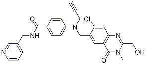 4-(((7-Chloro-2-(hydroxymethyl)-3-methyl-4-oxo-3,4-dihydroquinazolin-6-yl)methyl)(prop-2-ynyl)amino)-n-(pyridin-3-ylmethyl)benzamideStructure,1258400-25-7Structure 4-(((7-Chloro-2-(hydroxymethyl)-3-methyl-4-oxo-3,4-dihydroquinazolin-6-yl)methyl)(prop-2-ynyl)amino)-n-(pyridin-3-ylmethyl)benzamide Structure,1258400-25-7Structure