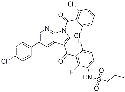 N-[3-[[5-(4-氯苯基)-1-(2,6-二氯苯甲?；?-1H-吡咯并[2,3-b]吡啶-3-基]羰基]-2,4-二氟苯基]-1-丙烷磺酰胺結(jié)構(gòu)式_1262985-23-8結(jié)構(gòu)式