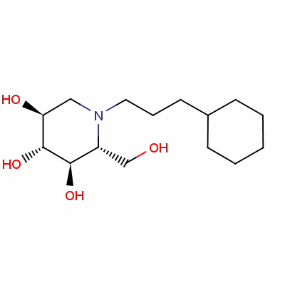 (2R,3r,4r,5s)-1-(3-cyclohexylpropyl)-2-(hydroxymethyl)piperidine-3,4,5-triolStructure,133342-48-0Structure (2R,3r,4r,5s)-1-(3-cyclohexylpropyl)-2-(hydroxymethyl)piperidine-3,4,5-triol Structure,133342-48-0Structure