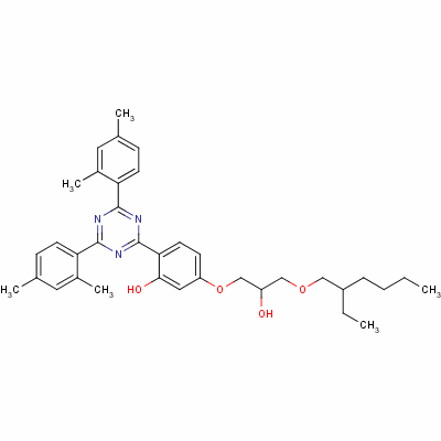 Phenol, 2-4,6-bis(2,4-dimethylphenyl)-1,3,5-triazin-2-yl-5-3-(2-ethylhexyl)oxy-2-hydroxypropoxy-Structure,137658-79-8Structure Phenol, 2-4,6-bis(2,4-dimethylphenyl)-1,3,5-triazin-2-yl-5-3-(2-ethylhexyl)oxy-2-hydroxypropoxy- Structure,137658-79-8Structure
