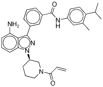 (R)-3-[1-(1-丙烯酰哌啶-3-基)-4-氨基-1H-吡唑并[3,4-d]嘧啶-3-基]-n-(4-異丙基-5-甲基苯基)苯甲酰胺結(jié)構(gòu)式_1407966-77-1結(jié)構(gòu)式