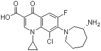 (R)-7-(3-氨基六氫-1H-氮雜卓-1-基)-8-氯-1-環(huán)丙基-6-氟-1,4-二氫-4-氧代-3-喹啉甲酸結(jié)構(gòu)式_141388-76-3結(jié)構(gòu)式