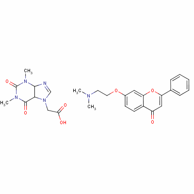 1,2,3,6-四氫-1,3-二甲基-2,6-二氧代-7h-嘌呤-7-乙酸, compound with 7-[2-(二甲基氨基)乙氧基]-2-苯基-4H-1-苯并吡喃-4-酮 (1:1)結(jié)構(gòu)式_1715-55-5結(jié)構(gòu)式