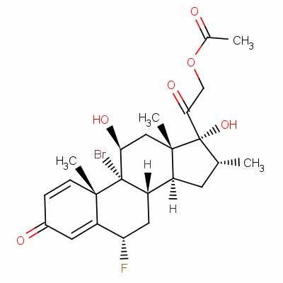 9-溴-6alpha-氟-11beta,17,21-三羥基-16alpha-甲基孕甾-1,4-二烯-3,20-二酮 21-乙酸酯結(jié)構(gòu)式_1997-73-5結(jié)構(gòu)式