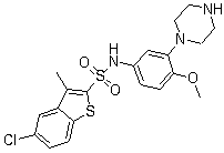 Benzo[b]thiophene-2-sulfonamide, 5-chloro-N-[4-methoxy-3-(1-piperazinyl)phenyl]-3-methyl- Structure,209481-20-9Structure