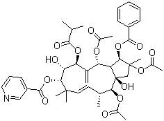 2,5,14-Triacetoxy-3-benzoyloxy-8,15-dihydroxy-7-isobutyroyloxy-9-nicotinoyloxyjatropha-6(17),11E-dieneStructure,210108-87-5Structure 2,5,14-Triacetoxy-3-benzoyloxy-8,15-dihydroxy-7-isobutyroyloxy-9-nicotinoyloxyjatropha-6(17),11E-diene Structure,210108-87-5Structure