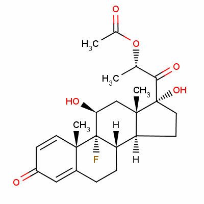 (11beta,17alpha)-17-[(2S)-2-(乙酰氧基)-1-氧代丙基]-9-氟-11,17-二羥基-雄甾-1,4-二烯-3-酮結(jié)構(gòu)式_2119-75-7結(jié)構(gòu)式