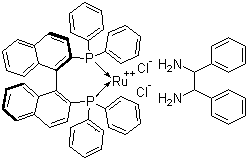 二氯[(R)-(+)-2,2-二(二苯基膦基)-1,1-聯(lián)萘基][(1R,2R)-(+)-1,2-二苯基乙烯二胺]釕(II)結(jié)構(gòu)式_212143-23-2結(jié)構(gòu)式