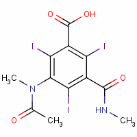 2,4,6-三碘-3-(n-甲基氨基甲酰)-5-(n-甲基乙?；被?苯甲酸結(jié)構(gòu)式_21656-26-8結(jié)構(gòu)式