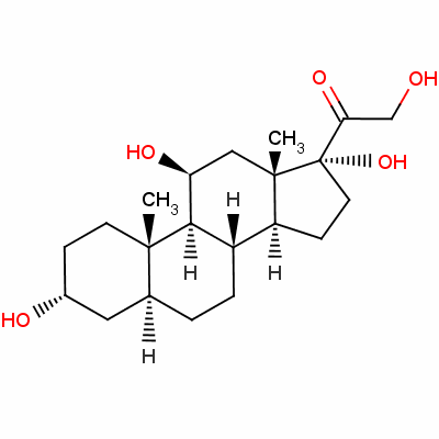 2-羥基-1-[(3R,5S,8S,9S,10S,11S,13S,14S,17R)-3,11,17-三羥基-10,13-二甲基-1,2,3,4,5,6,7,8,9,11,12,14,15,16-十四氫環(huán)戊烯并[a]菲-17-基]乙酮結構式_302-91-0結構式