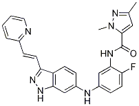 N-[2-fluoro-5-[[3-[(1e)-2-(2-pyridinyl)ethenyl]-1h-indazol-6-yl]amino]phenyl]-1,3-dimethyl-1h-pyrazole-5-carboxamide Structure,319460-94-1Structure