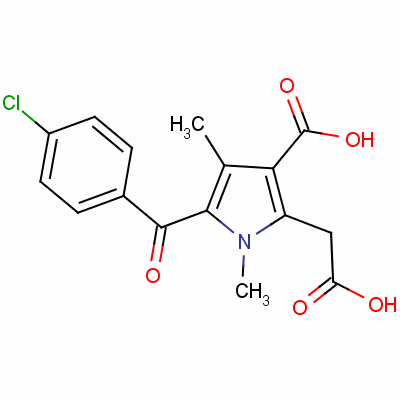 3-羧基-5-(4-氯苯甲?；?-1,4-二甲基-1H-吡咯-2-乙酸結(jié)構(gòu)式_33369-28-7結(jié)構(gòu)式