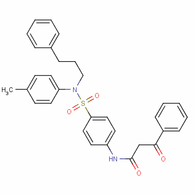 3-氧代-3-苯基-n-[4-[n-(3-苯基丙基)-n-(對甲苯)氨磺?；鵠苯基]丙酰胺結(jié)構(gòu)式_38219-91-9結(jié)構(gòu)式