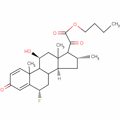 Butyl 6alpha-fluoro-11beta-hydroxy-16alpha-methyl-3,20-dioxopregna-1,4-dien-21-oateStructure,41767-29-7Structure Butyl 6alpha-fluoro-11beta-hydroxy-16alpha-methyl-3,20-dioxopregna-1,4-dien-21-oate Structure,41767-29-7Structure