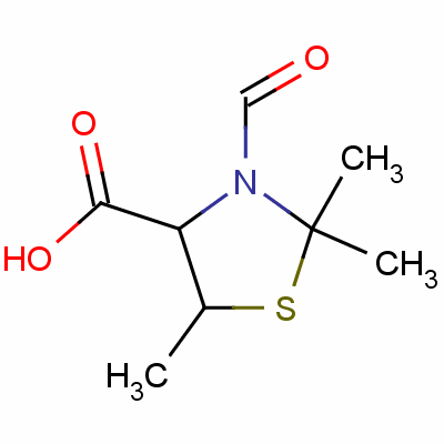 3-甲?；?2,2,5-三甲基-噻唑烷-4-羧酸結(jié)構(gòu)式_43083-60-9結(jié)構(gòu)式