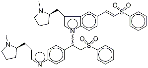 3-[[(2R)-1-甲基-2-吡咯烷]甲基]-1-[1-[3-[[(2r)-1-甲基-2-吡咯烷]甲基]-1H-吲哚-5-基]-2-(苯基磺酰基)乙基]-5-[(1e)-2-(苯基磺酰基)乙烯]-1H-吲哚結(jié)構(gòu)式_438226-83-6結(jié)構(gòu)式