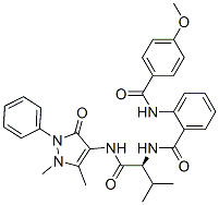 (9ci)-n-[(1s)-1-[[(2,3-二氫-1,5-二甲基-3-氧代-2-苯基-1H-吡唑-4-基)氨基]羰基]-2-甲基丙基]-2-[(4-甲氧基苯甲?；?氨基]-苯甲酰胺結(jié)構(gòu)式_471259-67-3結(jié)構(gòu)式