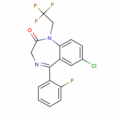 7-Chloro-5-(2-fluorophenyl)-1,3-dihydro-1-(2,2,2-trifluoroethyl)-2h-1,4-benzodiazepin-2-oneStructure,49606-44-2Structure 7-Chloro-5-(2-fluorophenyl)-1,3-dihydro-1-(2,2,2-trifluoroethyl)-2h-1,4-benzodiazepin-2-one Structure,49606-44-2Structure
