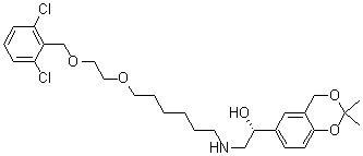 (1R)-2-[[6-[2-[(2,6-二氯芐基)氧基]乙氧基]己基]氨基]-1-(2,2-二甲基-4H-1,3-苯并二噁英-6-基)乙醇結(jié)構(gòu)式_503068-37-9結(jié)構(gòu)式