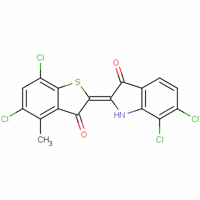 (2E)-6,7-dichloro-2-(5,7-dichloro-4-methyl-3-oxo-1-benzothiophen-2-ylidene)-1h-indol-3-oneStructure,52000-83-6Structure (2E)-6,7-dichloro-2-(5,7-dichloro-4-methyl-3-oxo-1-benzothiophen-2-ylidene)-1h-indol-3-one Structure,52000-83-6Structure