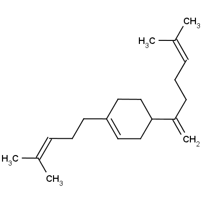 Cyclohexene, 4-(5-methyl-1-methylene-4-hexenyl)-1-(4-methyl-3-pentenyl)-Structure,532-87-6Structure Cyclohexene, 4-(5-methyl-1-methylene-4-hexenyl)-1-(4-methyl-3-pentenyl)- Structure,532-87-6Structure