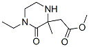 2-Piperazineaceticacid,4-ethyl-2-methyl-3-oxo-,methylester(9ci)Structure,534603-52-6Structure 2-Piperazineaceticacid,4-ethyl-2-methyl-3-oxo-,methylester(9ci) Structure,534603-52-6Structure