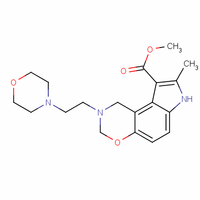 1,2,3,7-四氫-8-甲基-2-(2-嗎啉乙基)吡咯并[3.2-f][1,3]苯并噁嗪-9-羧酸甲酯結(jié)構(gòu)式_54436-08-7結(jié)構(gòu)式