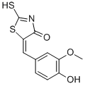 (5E)-5-(4-Hydroxy-3-methoxybenzylidene)-2-mercapto-1,3-thiazol-4(5H)-oneStructure,5447-37-0Structure (5E)-5-(4-Hydroxy-3-methoxybenzylidene)-2-mercapto-1,3-thiazol-4(5H)-one Structure,5447-37-0Structure