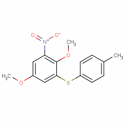 1,4-Dimethoxy-6-nitro-2-(p-tolylthio)benzeneStructure,55034-13-4Structure 1,4-Dimethoxy-6-nitro-2-(p-tolylthio)benzene Structure,55034-13-4Structure