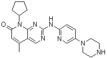 8-環(huán)戊基-5-甲基-2-[[5-(1-哌嗪)-2-吡啶]氨基]-吡啶并[2,3-d]嘧啶-7(8h)-酮結構式_571190-22-2結構式