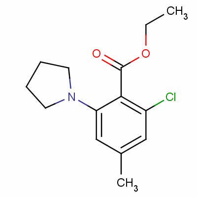 Ethyl 2-chloro-4-methyl-6-tetrahydro-1h-pyrrol-1-ylbenzoateStructure,59686-39-4Structure Ethyl 2-chloro-4-methyl-6-tetrahydro-1h-pyrrol-1-ylbenzoate Structure,59686-39-4Structure