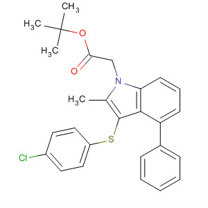 2-(3-(4-氯苯基硫代)-2-甲基-4-苯基-1H-吲哚-1-基)乙酸叔丁酯結(jié)構(gòu)式_628737-21-3結(jié)構(gòu)式