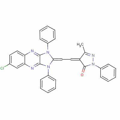 4-[(6-氯-1,3-二氫-1,3-二苯基-2H-咪唑并[4,5-b]喹噁啉-2-基)亞乙基]-2,4-二氫-5-甲基-2-苯基-3H-吡唑-3-酮結構式_63834-90-2結構式