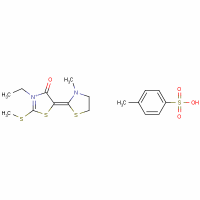3-乙基-4,5-二氫-5-(3-甲基噻唑烷-2-亞基)-2-(甲硫基)-4-氧代噻唑鎓對甲苯磺酸鹽結構式_63870-47-3結構式