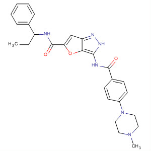 3-(4-(4-甲基哌嗪-1-基)苯酰胺)-n-(1-苯基丙基)-1H-呋喃并[3,2-c]吡唑-5-羧酰胺結(jié)構(gòu)式_648412-45-7結(jié)構(gòu)式