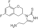 (R)-5-(2-氨基乙基)-1-(6,8-二氟苯并二氫吡喃-3-基)-1,3-二氫咪唑-2-硫酮結(jié)構(gòu)式_760173-05-5結(jié)構(gòu)式