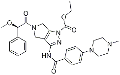 (R)-乙基 5-(2-甲氧基-2-苯基乙?；?-3-(4-(4-甲基哌嗪-1-基)苯酰胺)-5,6-二氫吡咯并[3,4-c]吡唑-1(4h)-羧酸結構式_827318-78-5結構式