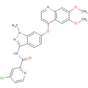 N-(6-((6,7-bis(methoxy)-4-quinolinyl)oxy)-1-methyl-1h-indazol-3-yl)-4-chloro-2-pyridinecarboxamideStructure,862178-95-8Structure N-(6-((6,7-bis(methoxy)-4-quinolinyl)oxy)-1-methyl-1h-indazol-3-yl)-4-chloro-2-pyridinecarboxamide Structure,862178-95-8Structure
