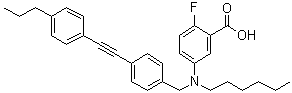 2-氟-5-[(己基)[4-[(4-丙基苯基)乙炔基]芐基]氨基]苯甲酸結(jié)構(gòu)式_866932-55-0結(jié)構(gòu)式